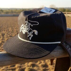 Life is Good Cowboy Bronco Horse Flat brim Rope Hat/Cap